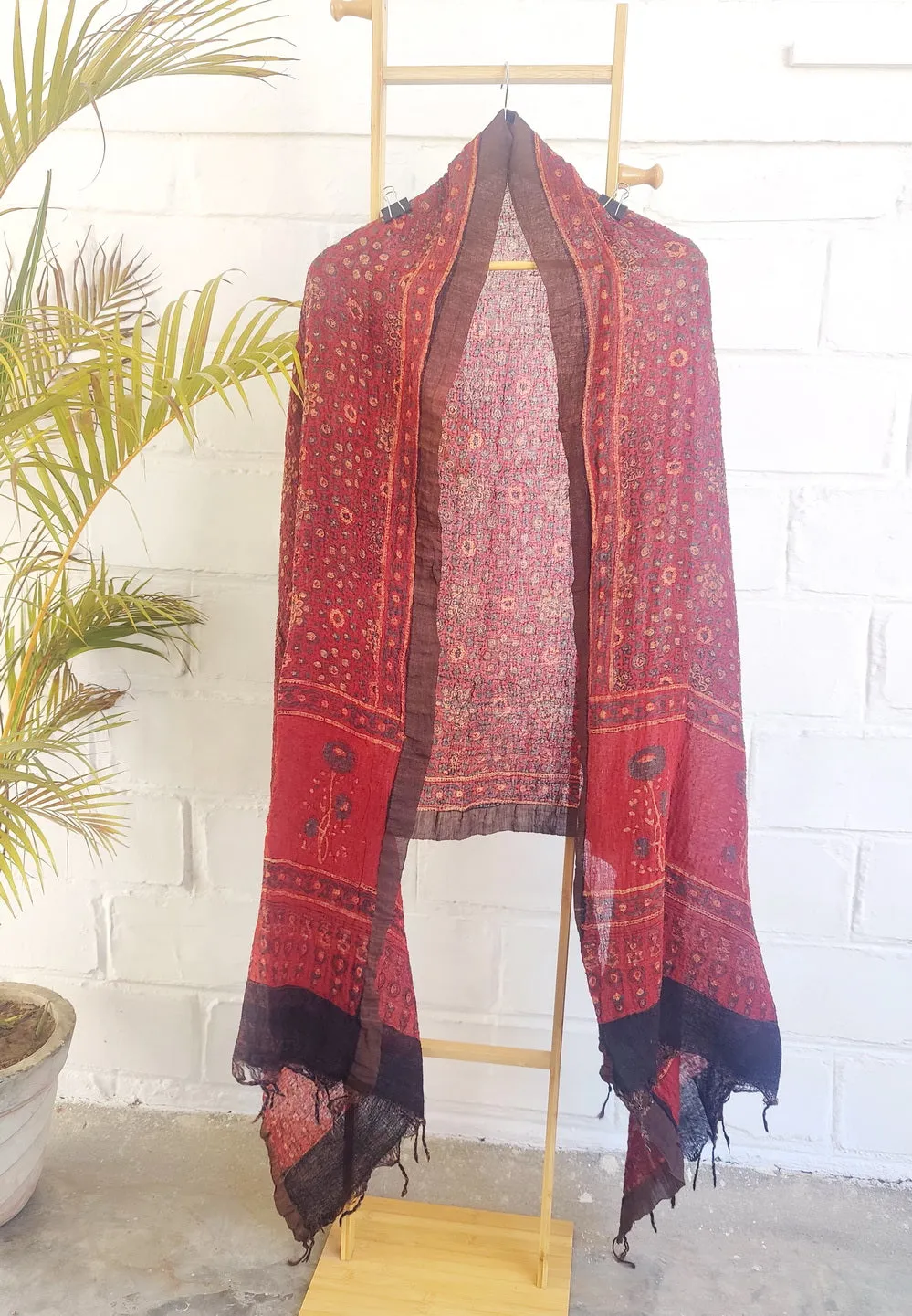 AJRAKH PRINT RUSTY RED SUIT SET FABRIC
