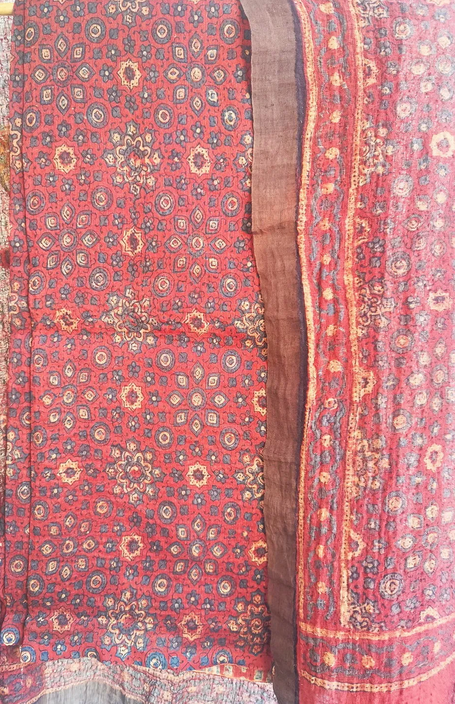 AJRAKH PRINT RUSTY RED SUIT SET FABRIC