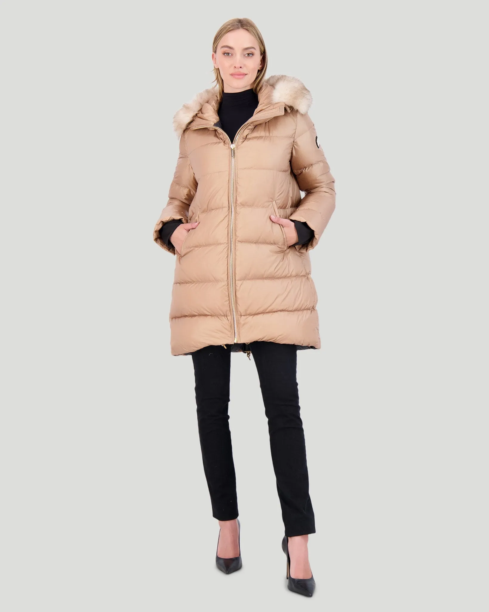 APRES-SKI JACKET WITH DETACHABLE TOSCANA LAMB HOOD TRIM