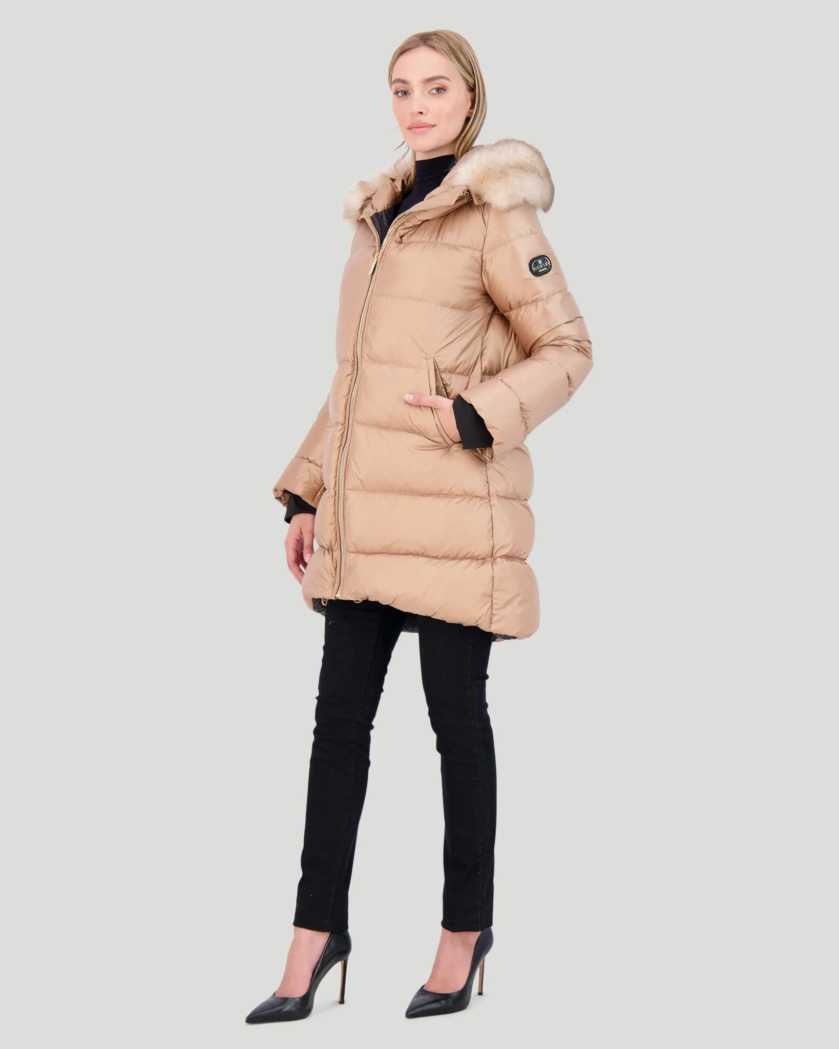APRES-SKI JACKET WITH DETACHABLE TOSCANA LAMB HOOD TRIM