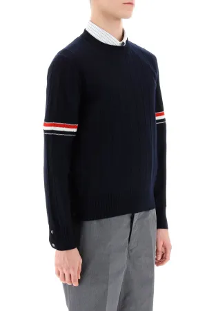 crew-neck sweater with tricolor intarsia