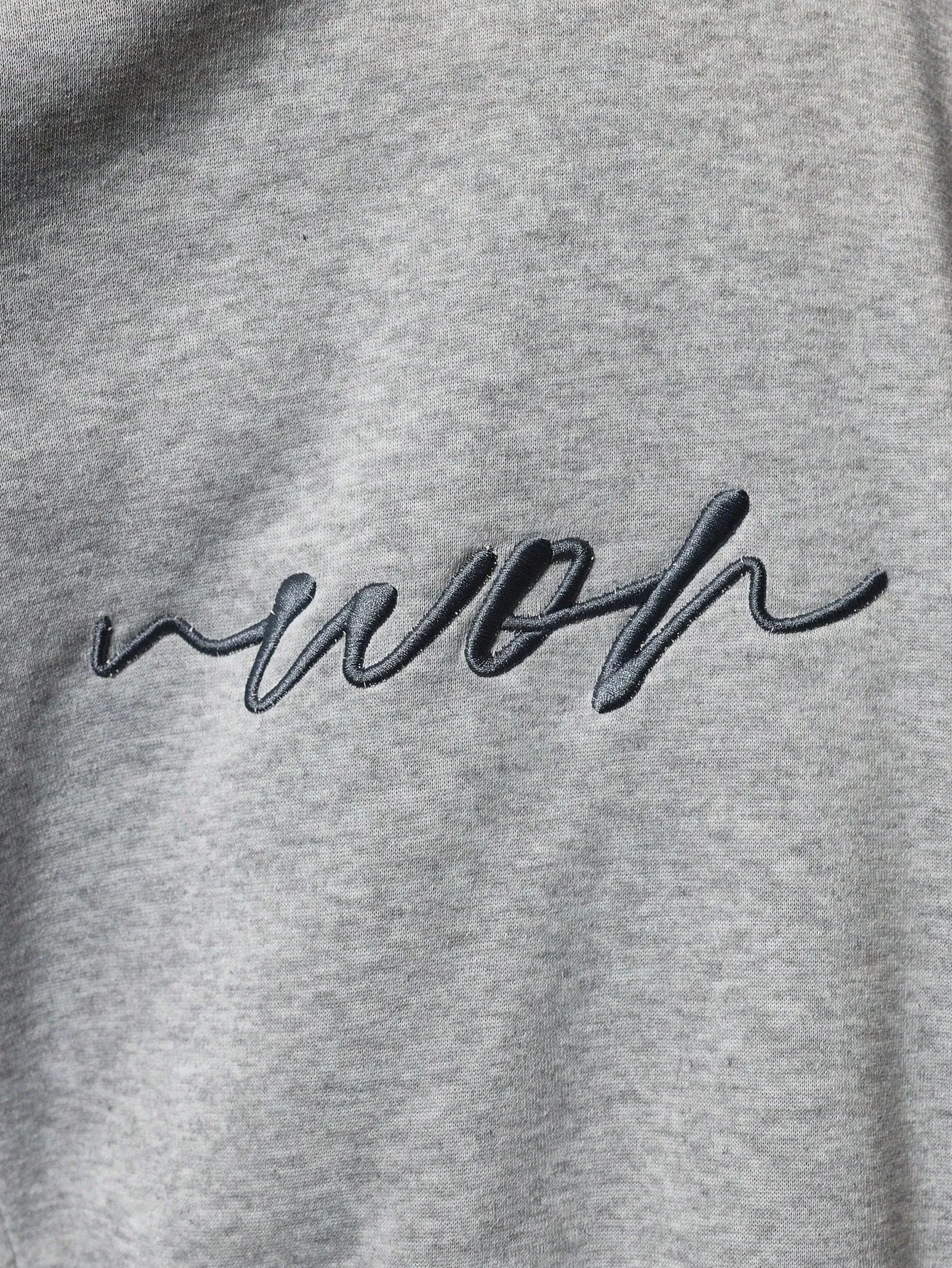 Crop Fit Overhead Hoodie With Script Embroidery Pattern