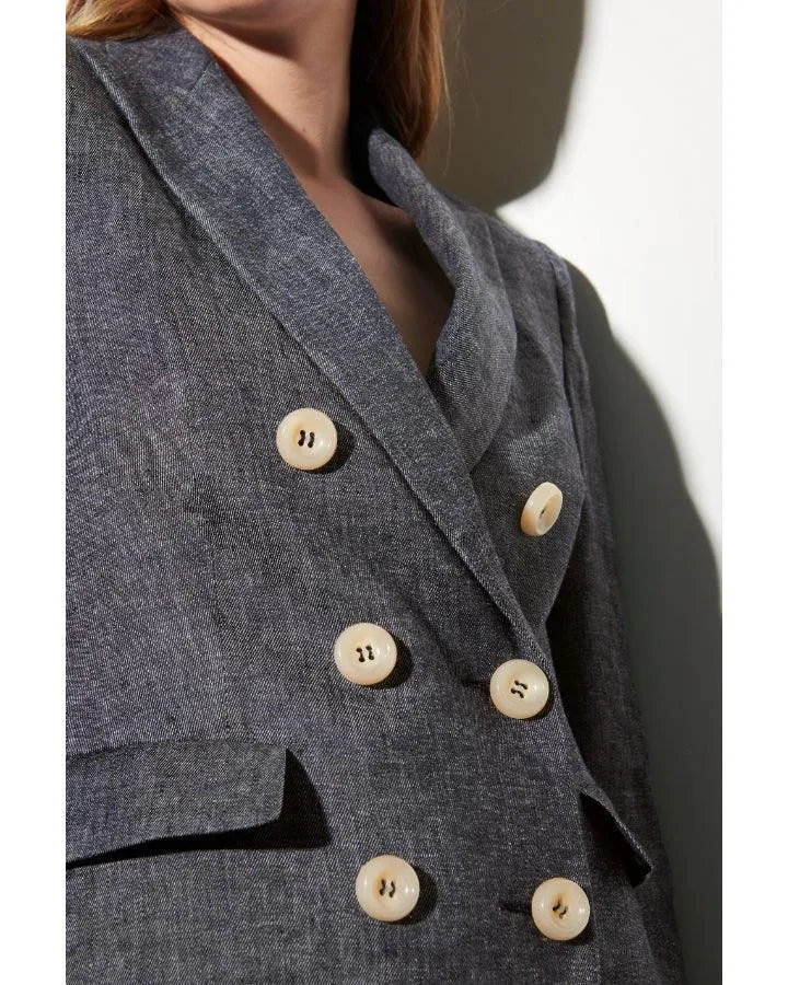 Luisa Cerano Linen Double Breasted Blazer