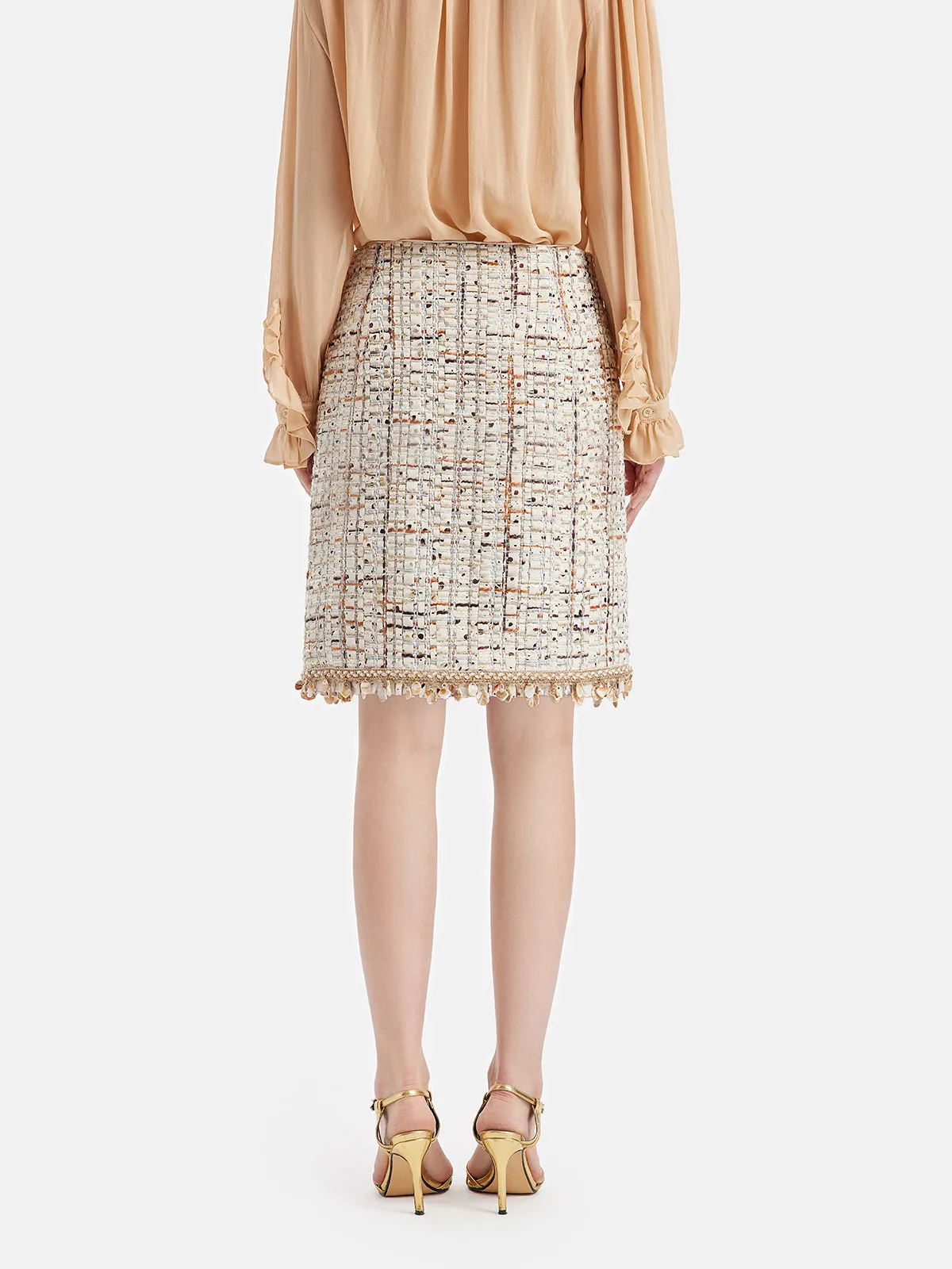 Luxury Hand-Stitched Shell-Woven Skirt