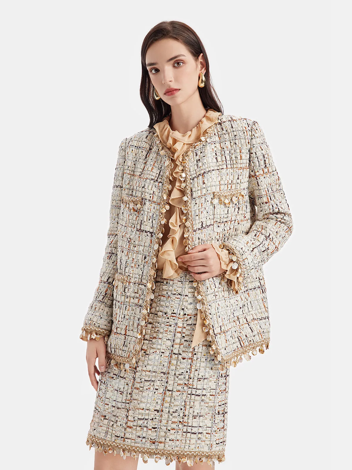 Luxury Hand-Stitched Shell-Woven Skirt