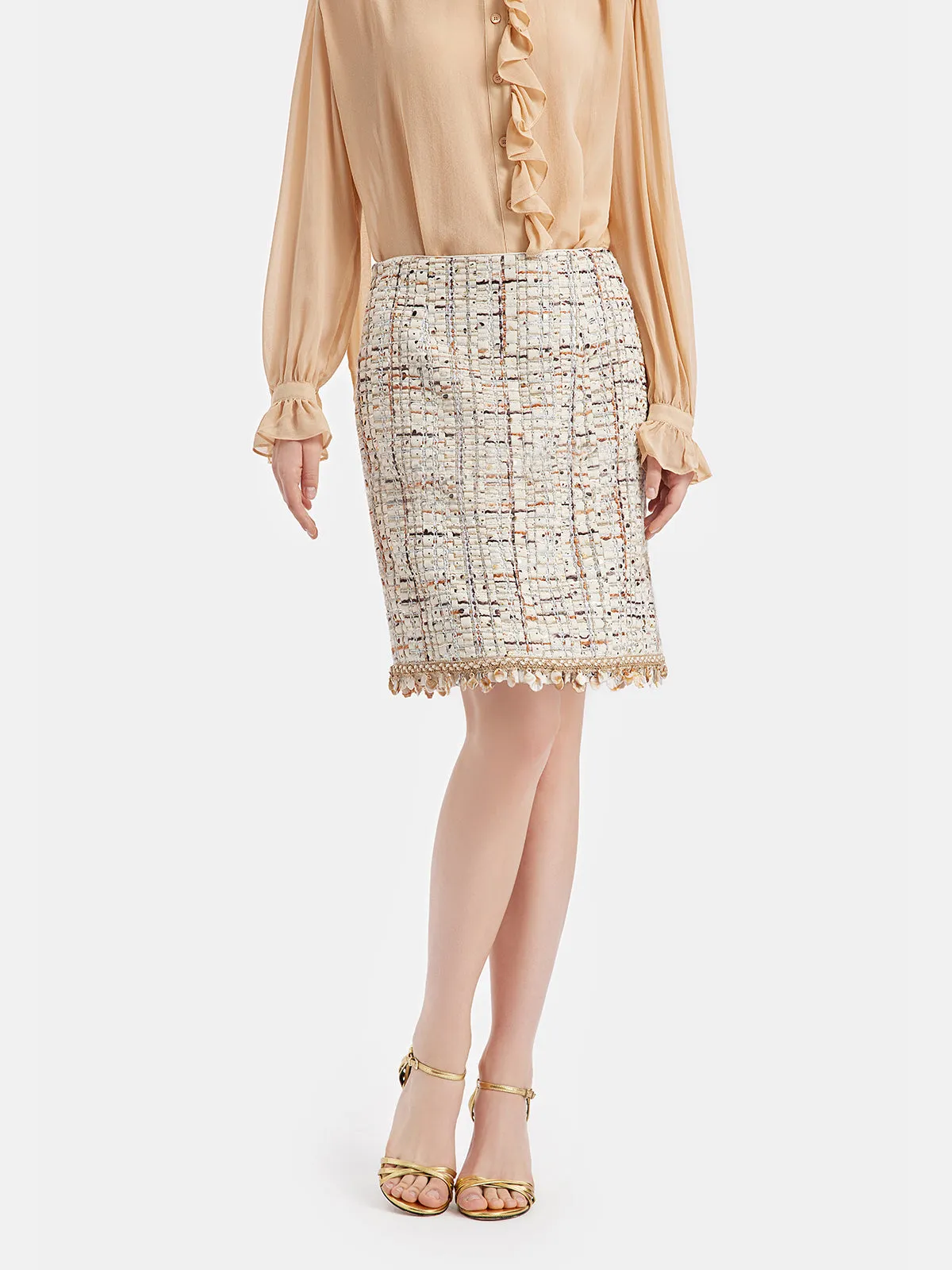 Luxury Hand-Stitched Shell-Woven Skirt