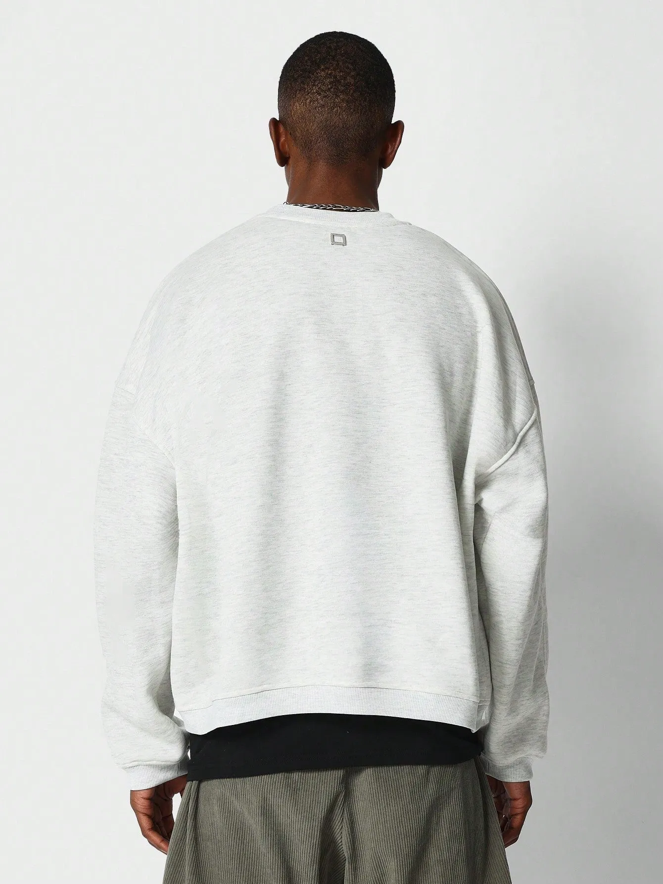 Oversized Fit Crew Neck Embroidered Sweatshirt