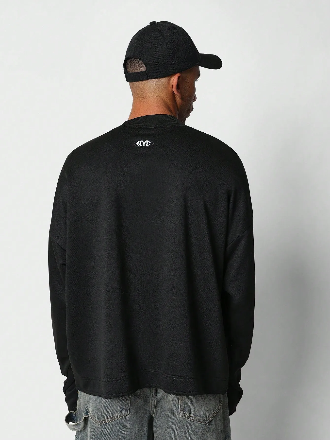Oversized Fit Sweatshirt With Text Graphic Print