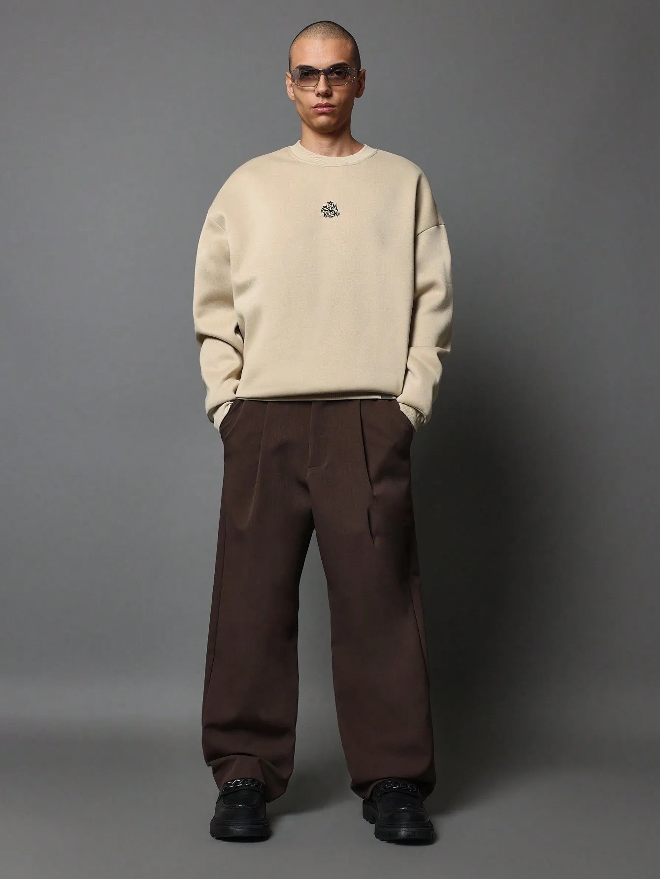 Regular Fit Crewneck Sweatshirt With Back Graphic Print