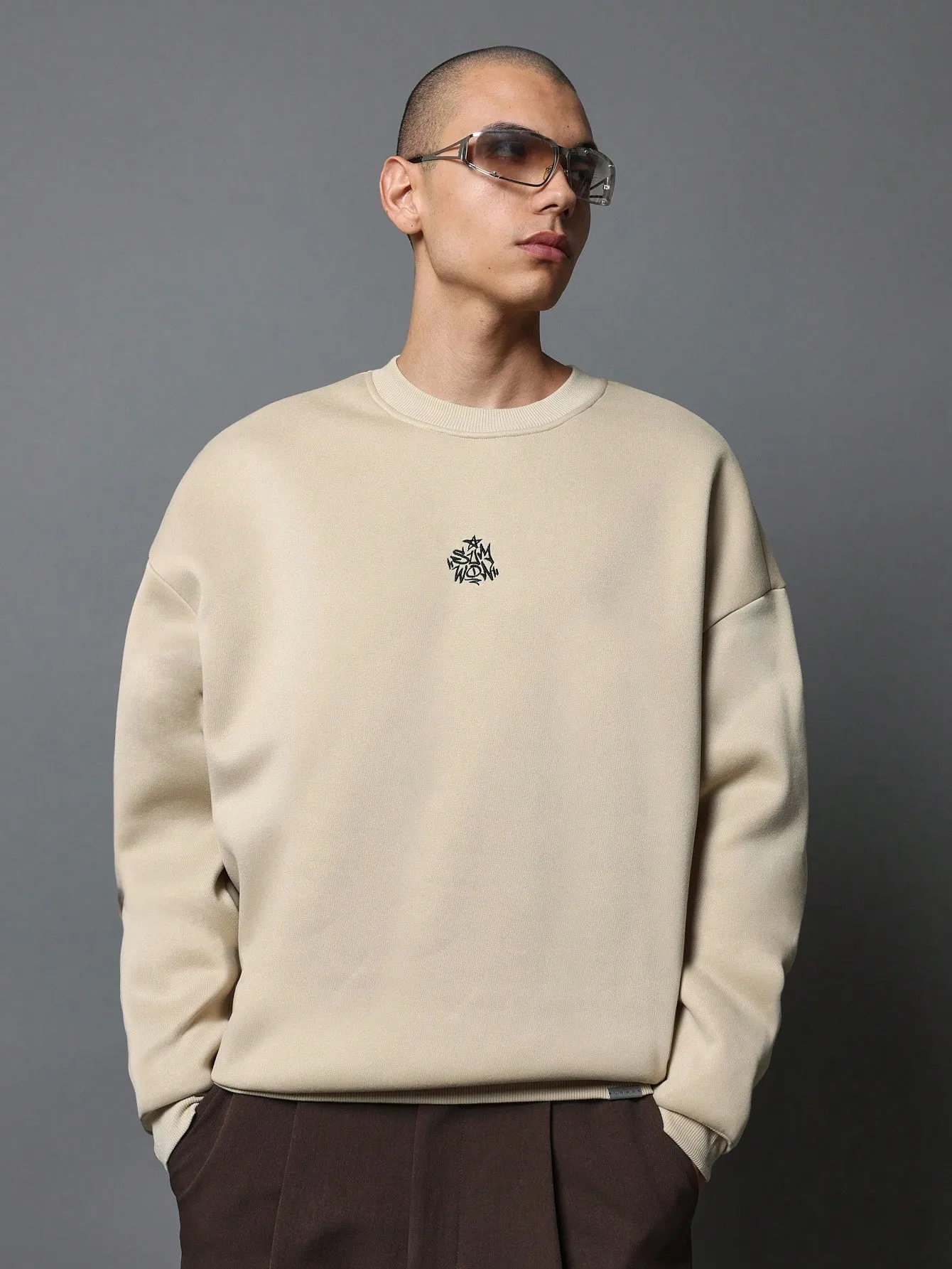 Regular Fit Crewneck Sweatshirt With Back Graphic Print
