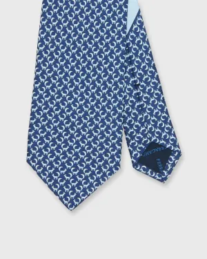 Silk Print Tie in Navy/Sky Arctic Fox