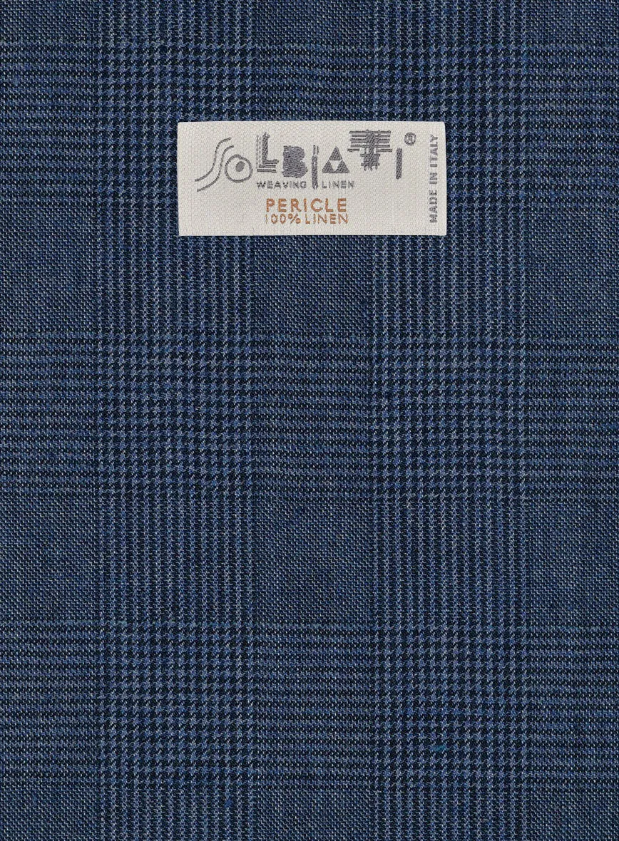 Solbiati Artic Blue Check Linen Jacket