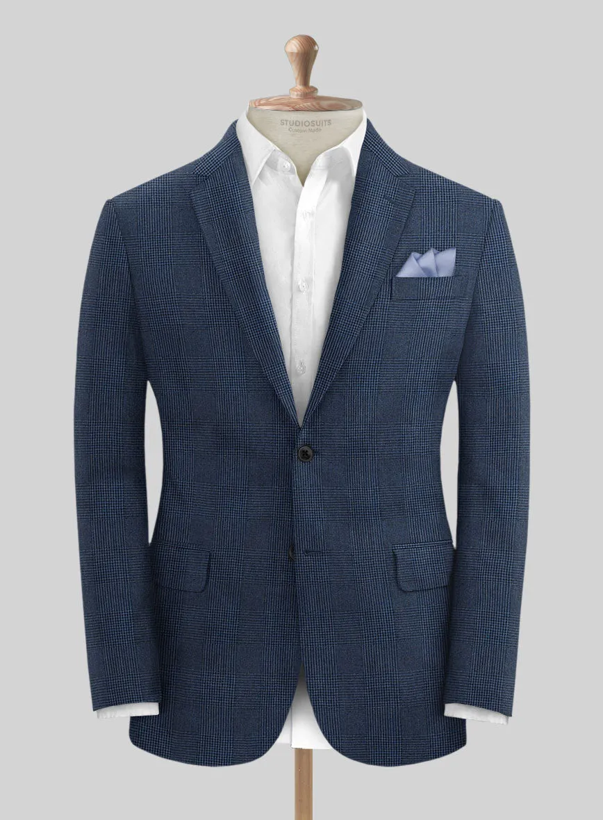 Solbiati Artic Blue Check Linen Jacket
