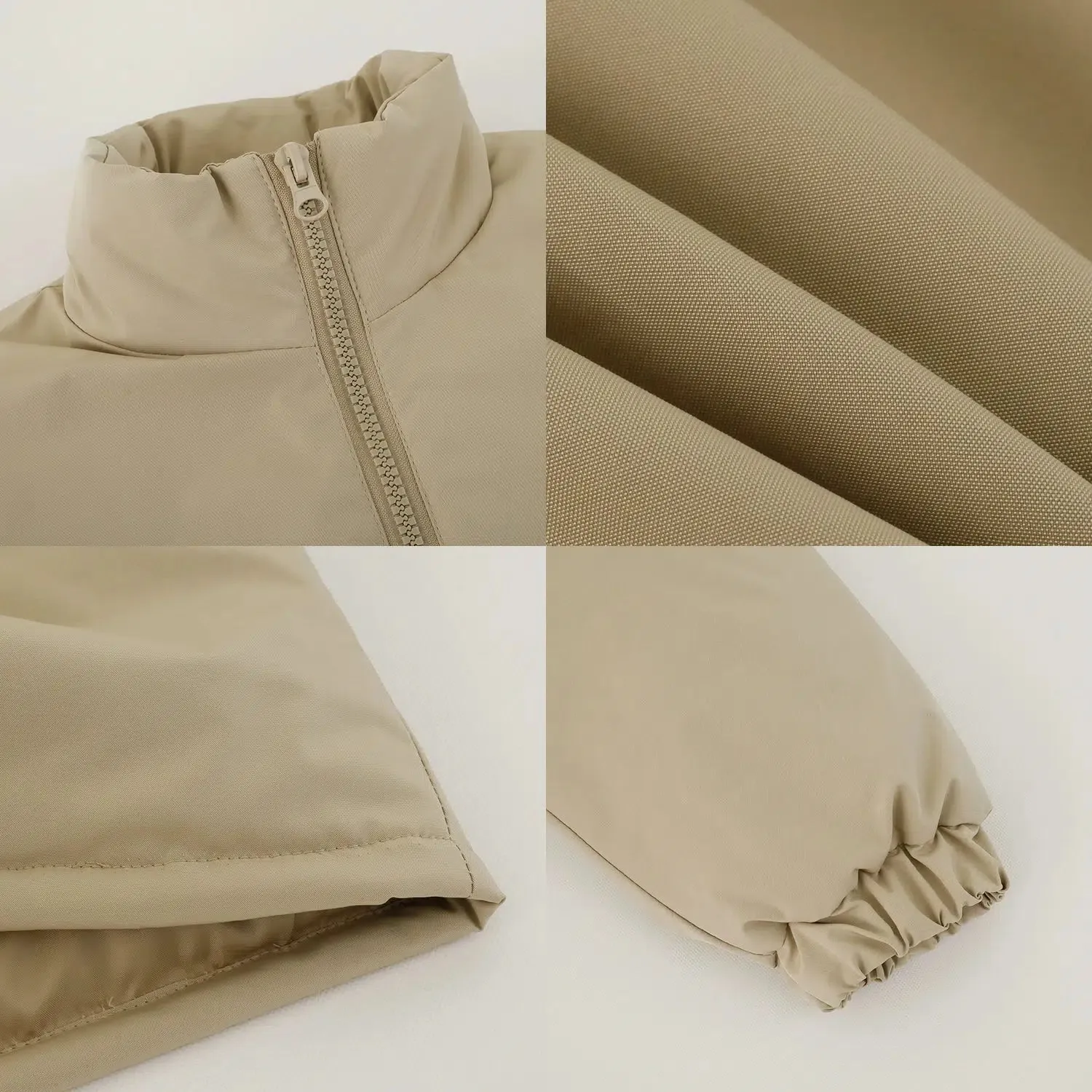 Stand Collar Lightweight Zipper Cotton Jacket