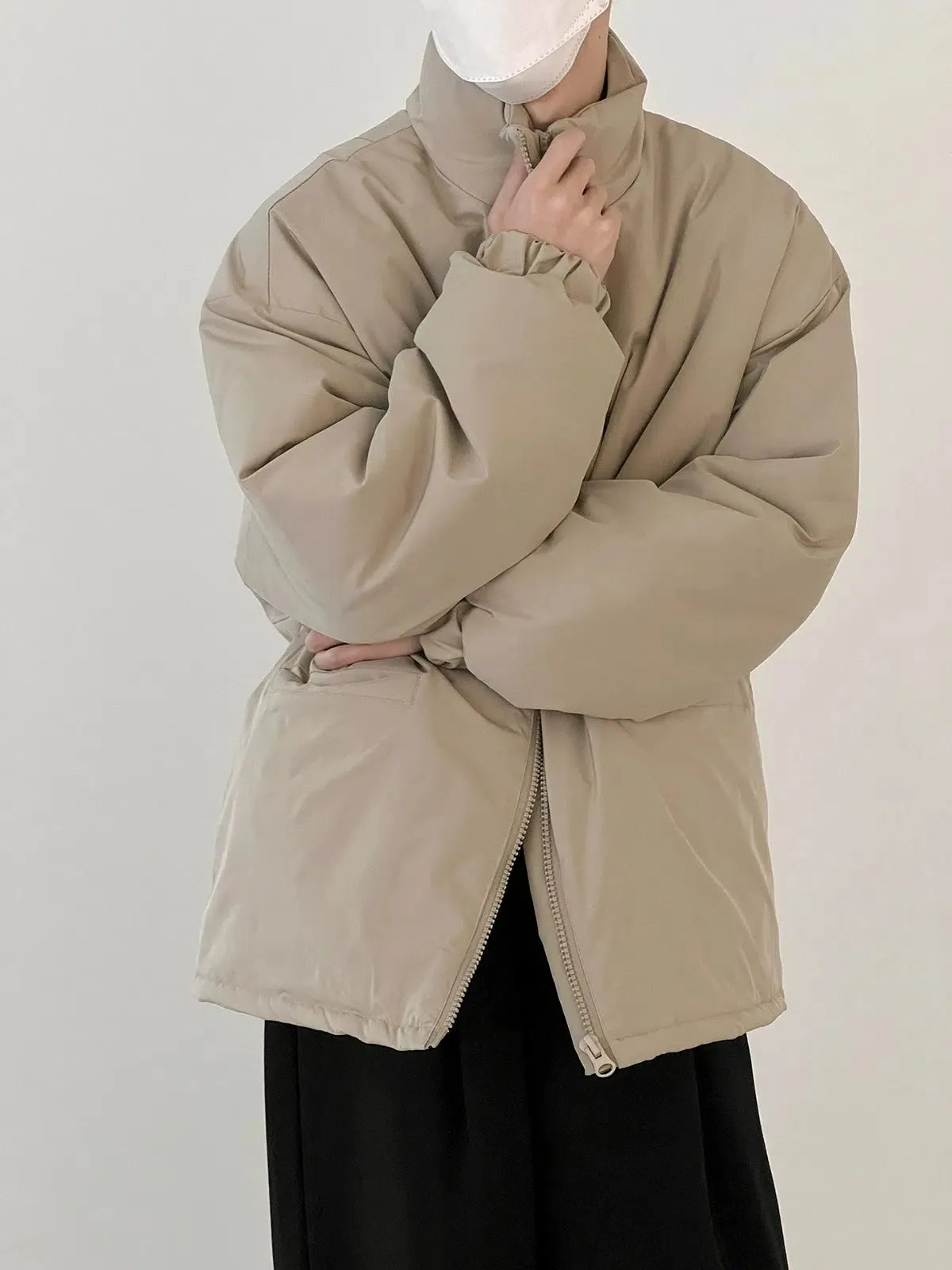 Stand Collar Lightweight Zipper Cotton Jacket
