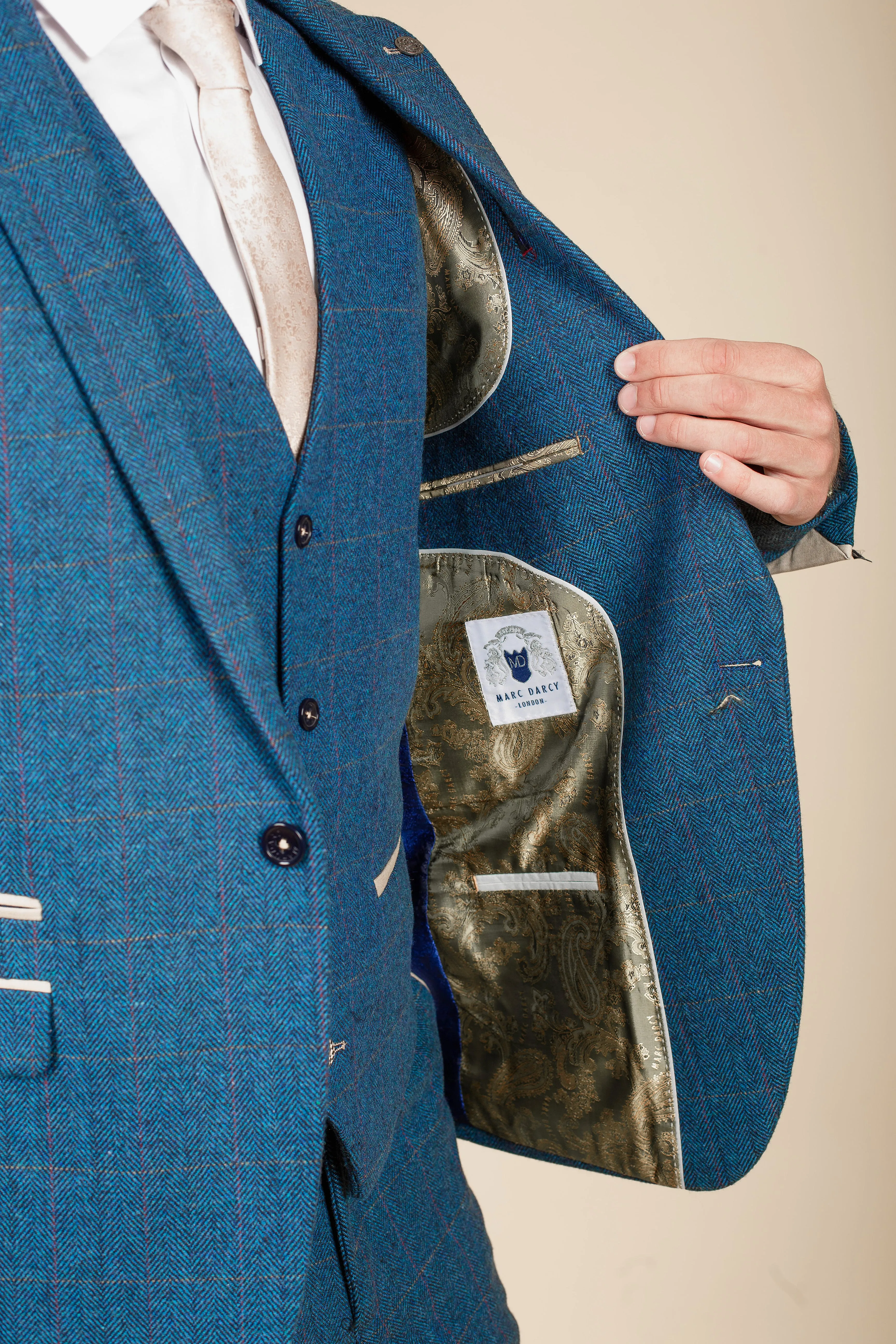 The WHU Collection - DION Blue Tweed Suit with TED Waistcoat As Worn By Crysencio Summerville