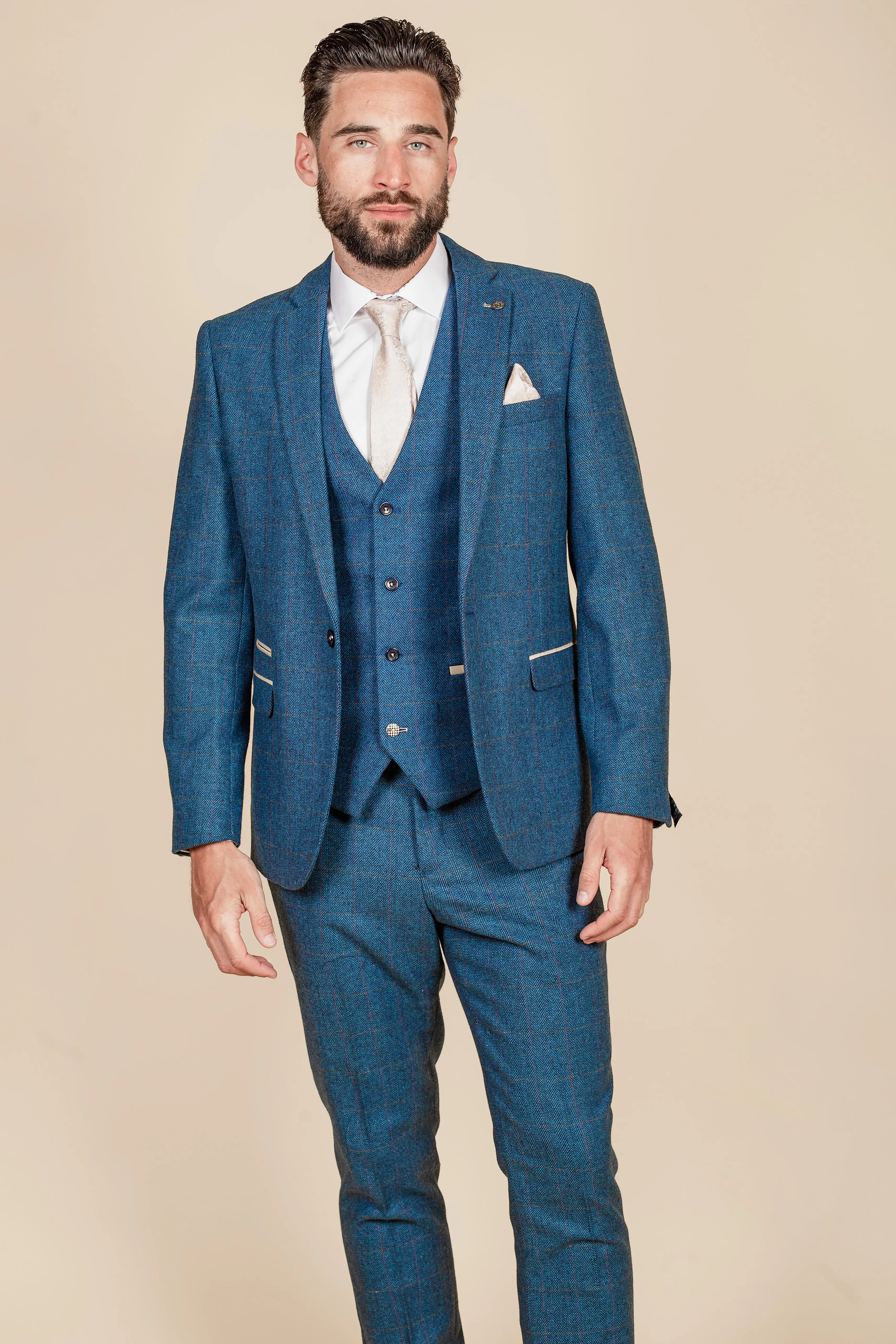 The WHU Collection - DION Blue Tweed Suit with TED Waistcoat As Worn By Crysencio Summerville