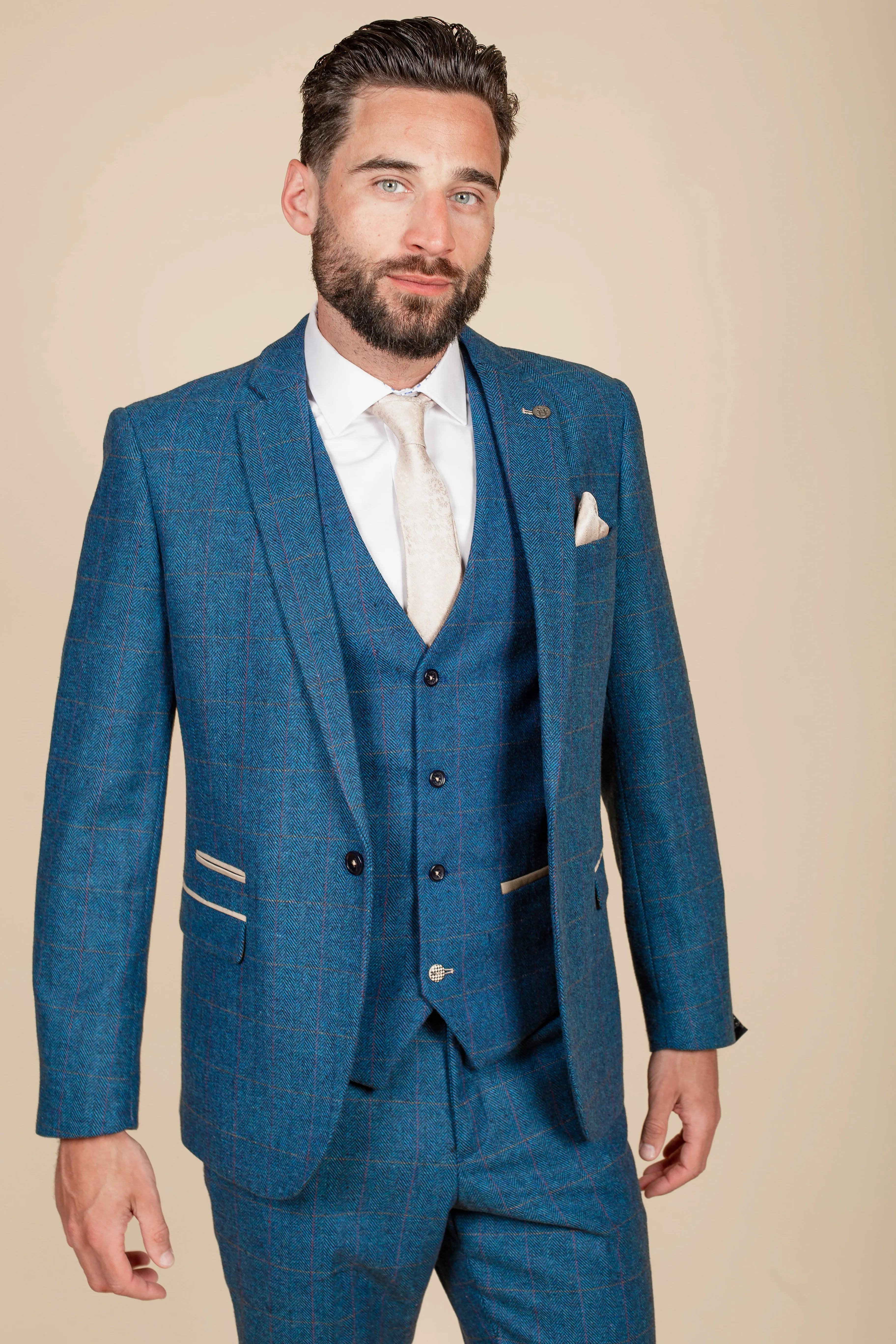 The WHU Collection - DION Blue Tweed Suit with TED Waistcoat As Worn By Crysencio Summerville