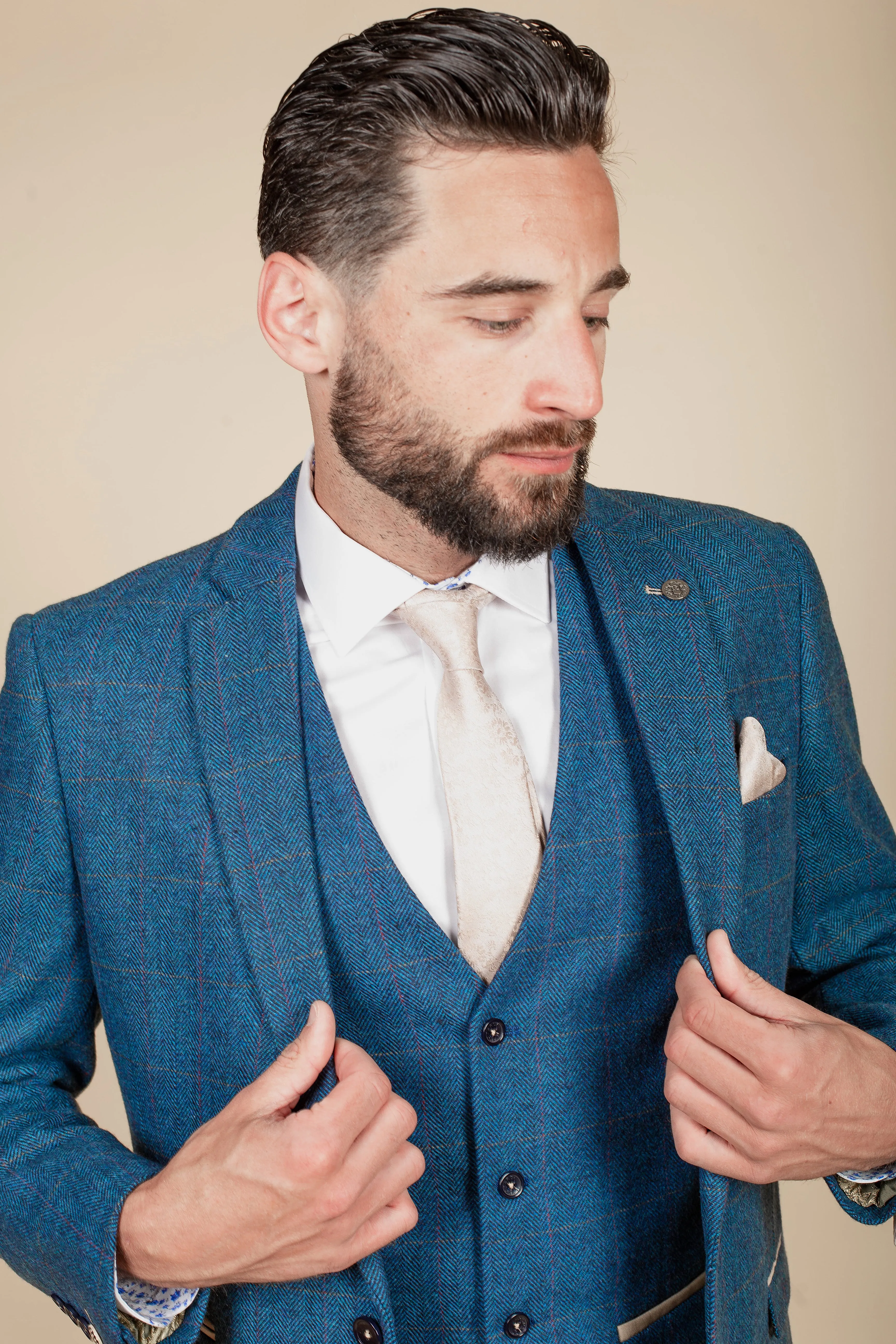 The WHU Collection - DION Blue Tweed Suit with TED Waistcoat As Worn By Crysencio Summerville