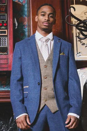 The WHU Collection - DION Blue Tweed Suit with TED Waistcoat As Worn By Crysencio Summerville