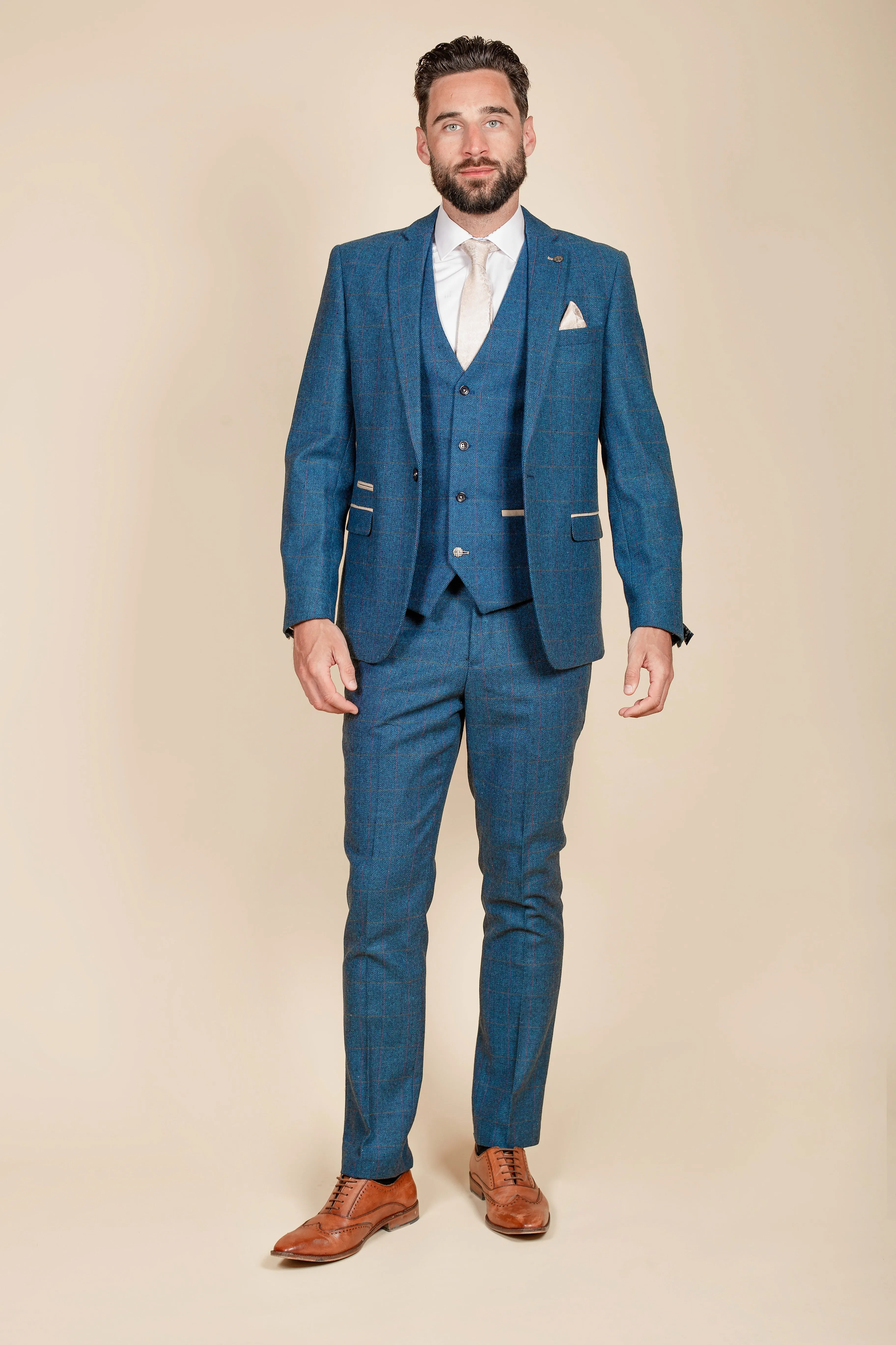 The WHU Collection - DION Blue Tweed Suit with TED Waistcoat As Worn By Crysencio Summerville
