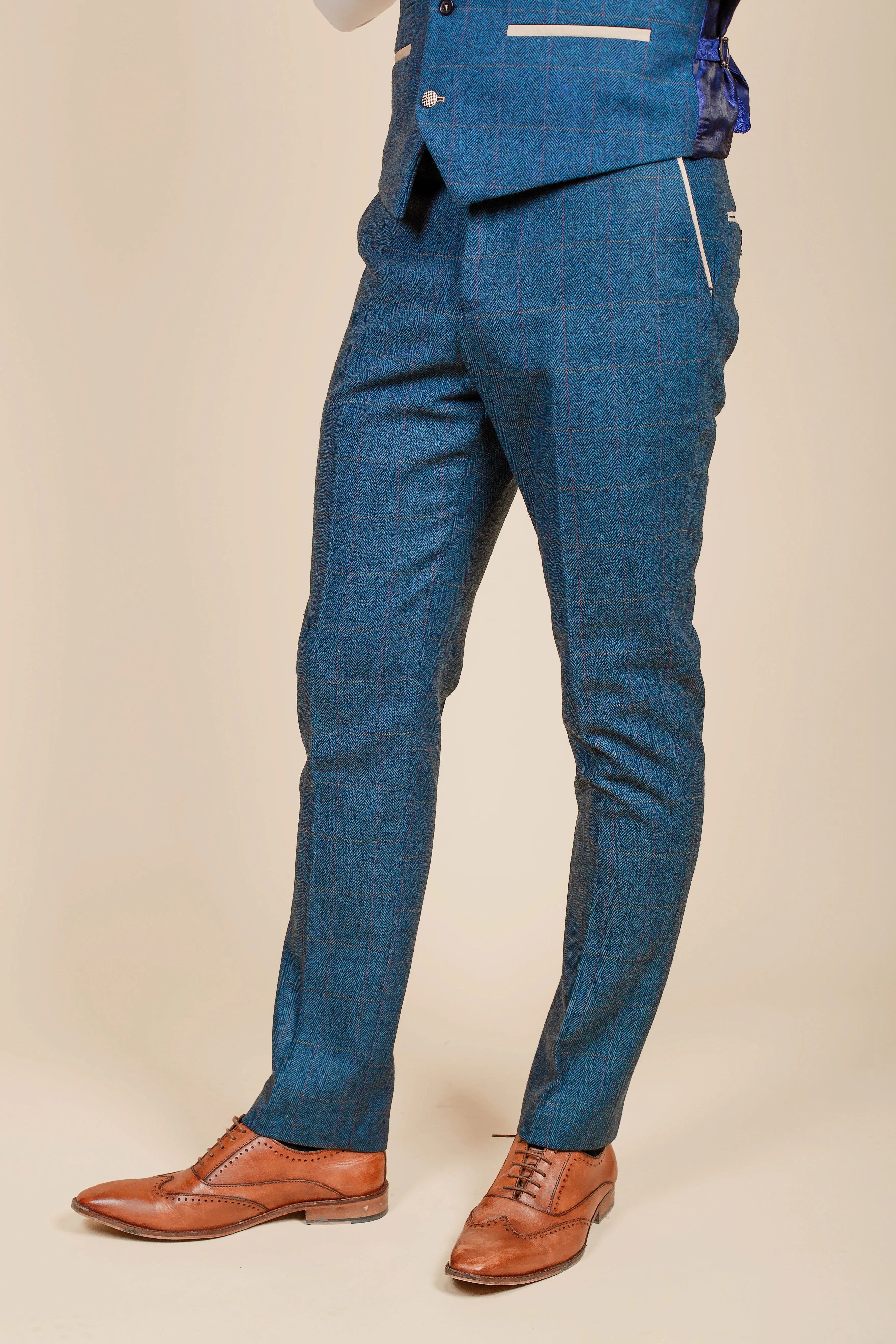The WHU Collection - DION Blue Tweed Suit with TED Waistcoat As Worn By Crysencio Summerville