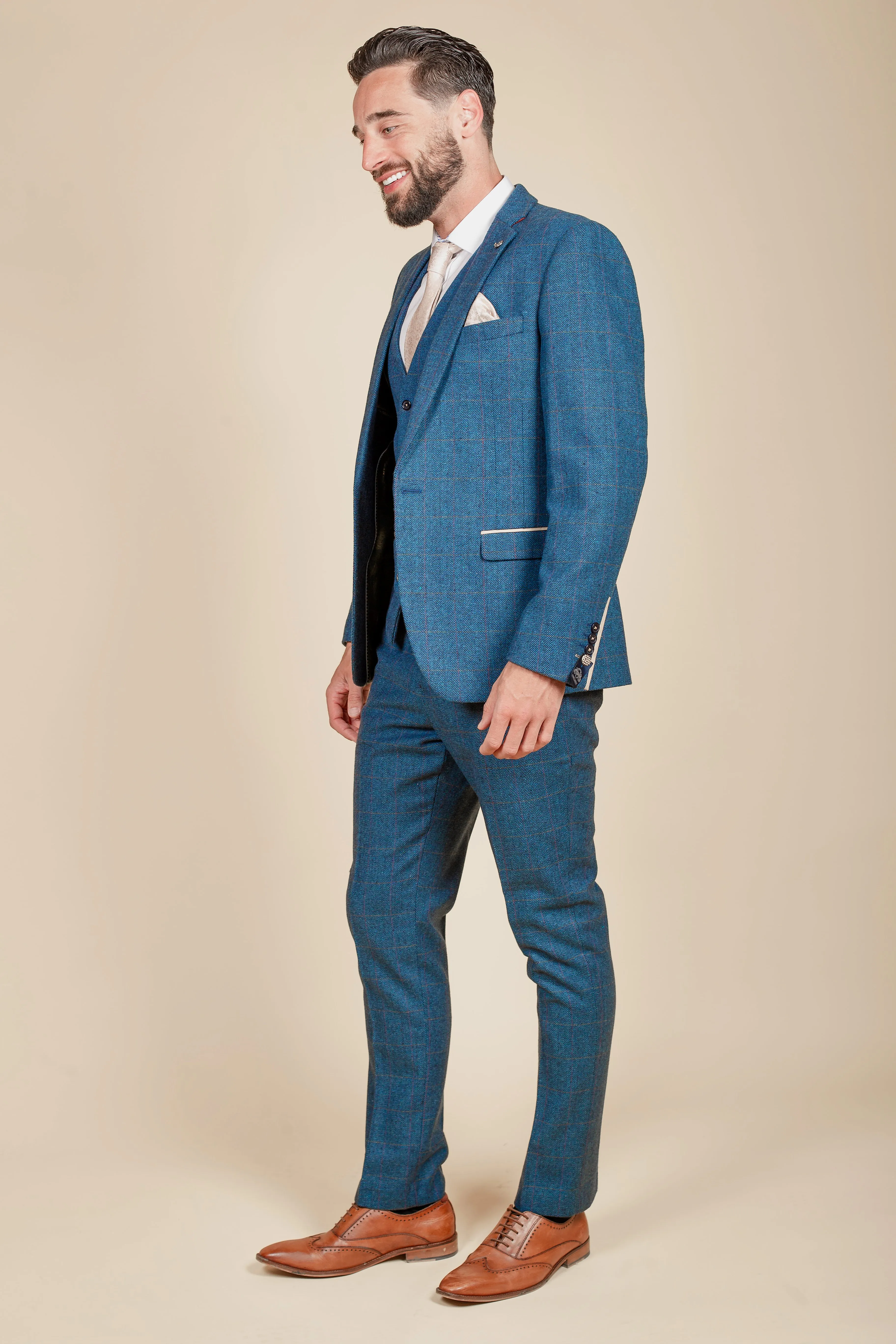 The WHU Collection - DION Blue Tweed Suit with TED Waistcoat As Worn By Crysencio Summerville