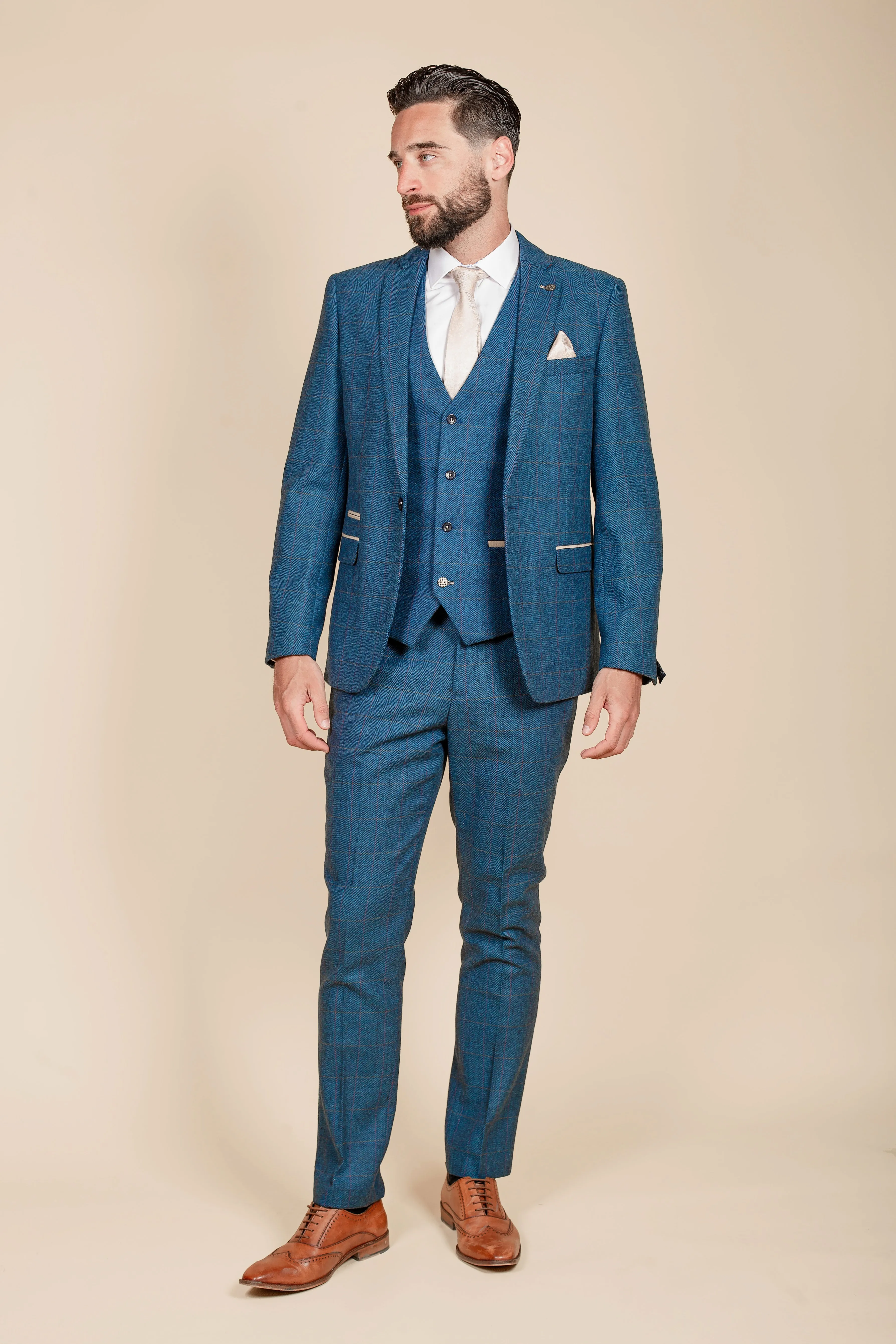 The WHU Collection - DION Blue Tweed Suit with TED Waistcoat As Worn By Crysencio Summerville
