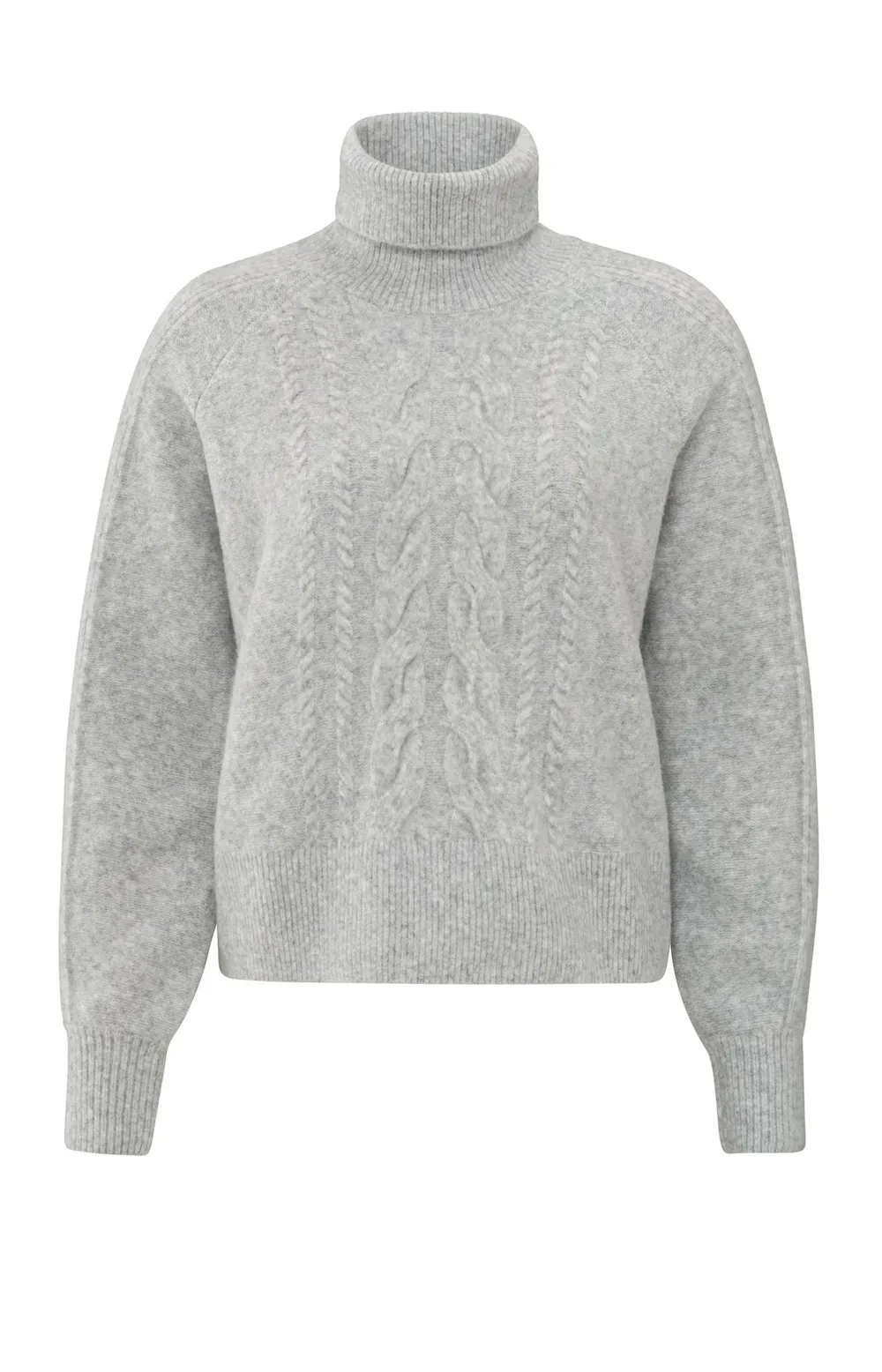 Yaya Cable Turtleneck - Grey Melange
